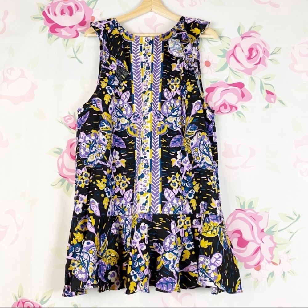 NEW Free People Summer in Tulum Dark Tunic Floral Top XS
